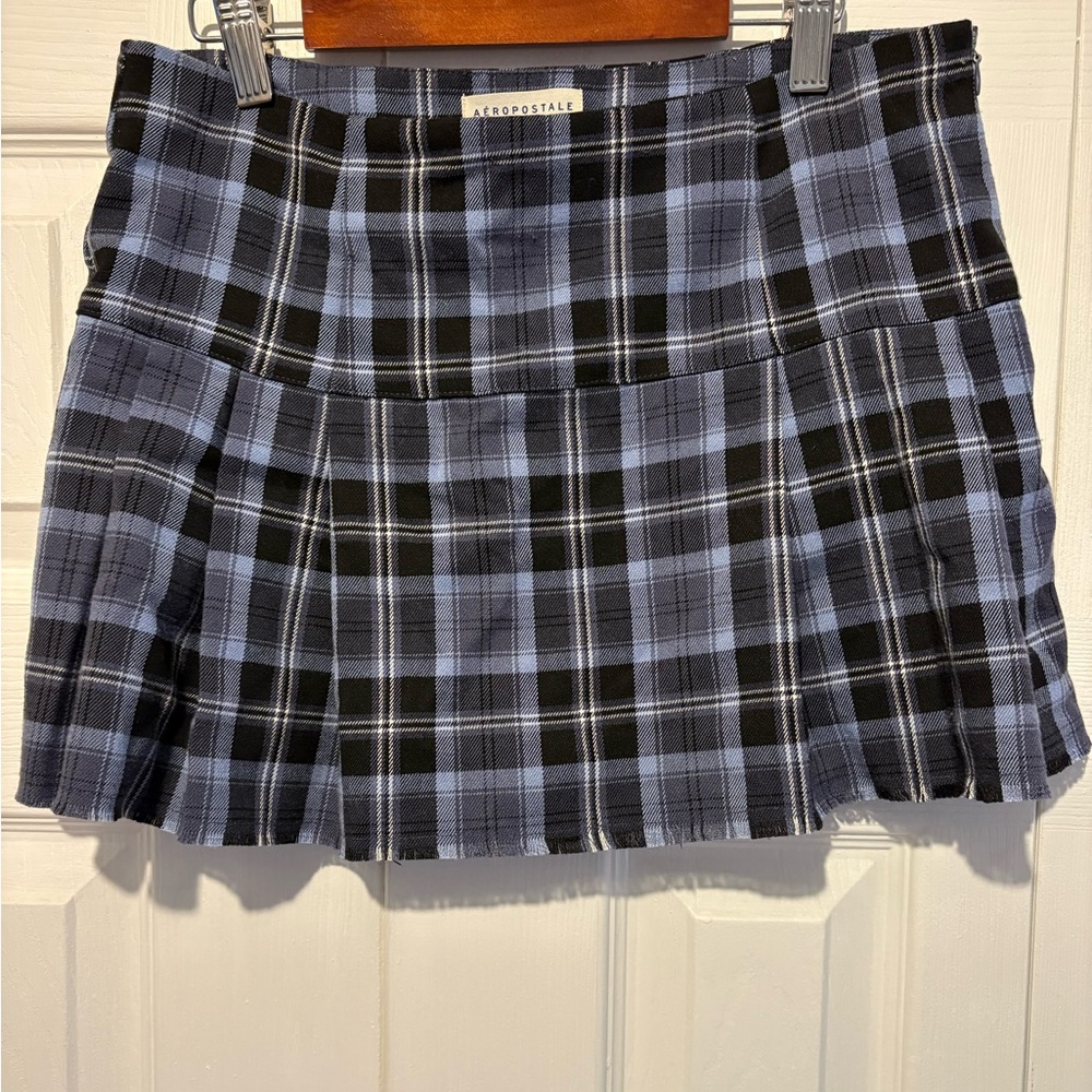 Aeropostale Blue and Black Plaid Mini Skirt